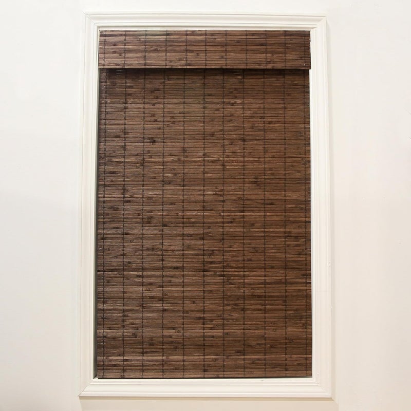 Radiance Cordless Bamboo Roman Shades for Windows - Flatstick Bamboo Blinds for Semi-Private Light Control - Easy to Lift & Fold Up Window Shades - Cocoa - 27 in. W x 64 in. L - (2216302E) - Image 1